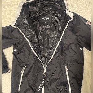 GUESS Women's Black and Silver Windbreaker